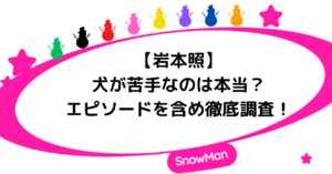 【岩本照】犬が苦手なのは本当?エピソードを含め徹底調査!3人の関係とエピソード2選まとめ!